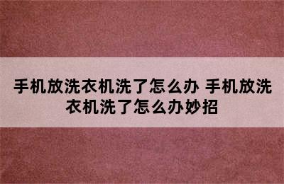 手机放洗衣机洗了怎么办 手机放洗衣机洗了怎么办妙招